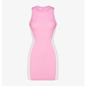 SKIMS Cotton Rib Colorblock Tank Mini Dress – Pink & White – Size L